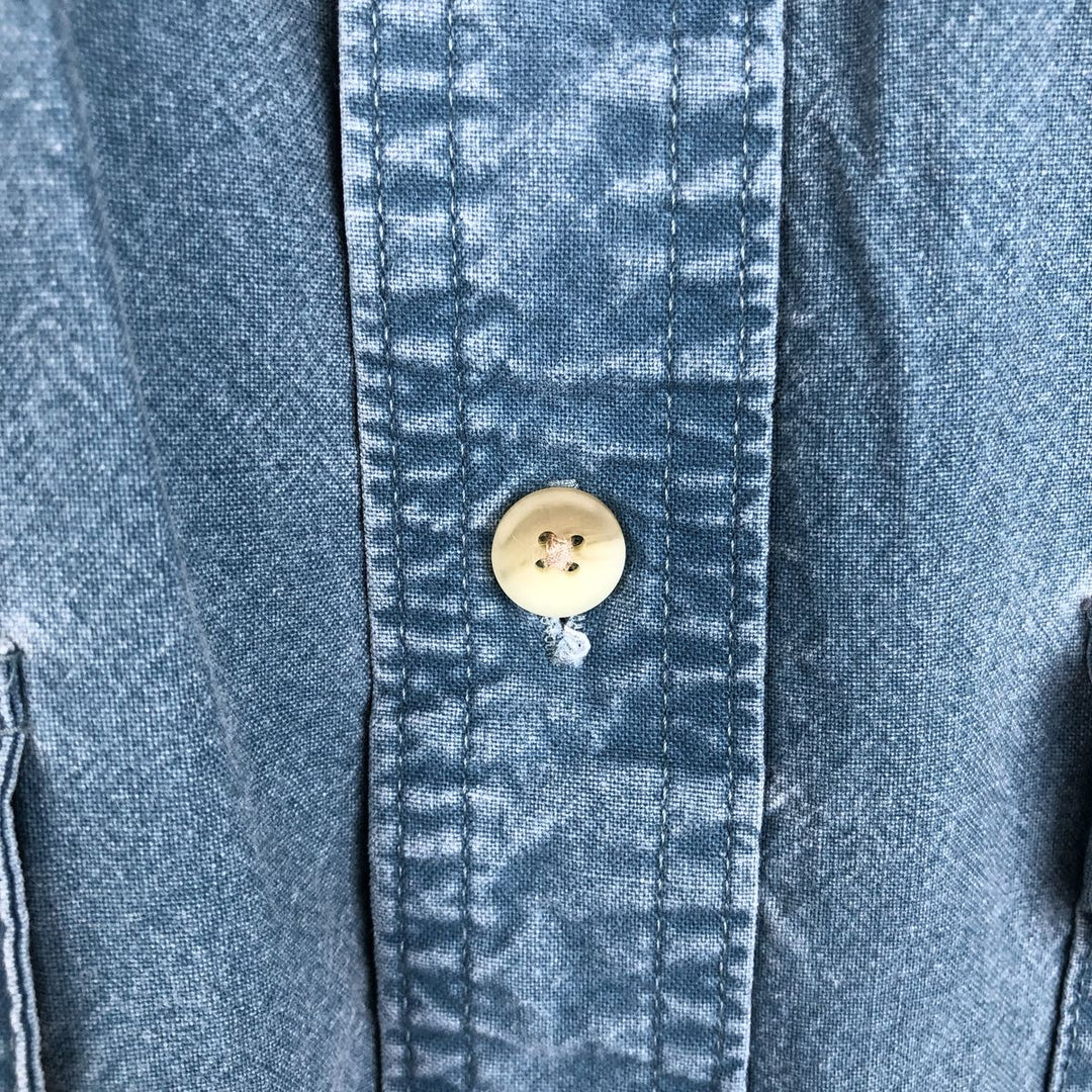 90s-00'S LL Bean short-sleeved cotton shirt, made in Canada, men's size L equivalent. cotton blue type Vintage Second Hand