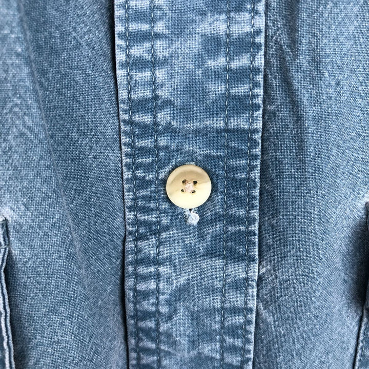 90s-00'S LL Bean short-sleeved cotton shirt, made in Canada, men's size L equivalent. cotton blue type Vintage Second Hand