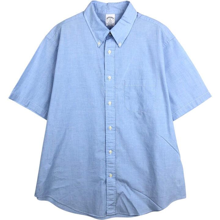 Brooks Brothers 1818 REGENT Short-Sleeve Button-Down Shirt, Men's Size XL (approx.) cotton Blue type light blue Vintage Second Hand