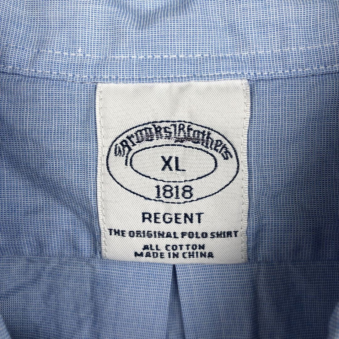 Brooks Brothers 1818 REGENT Short-Sleeve Button-Down Shirt, Men's Size XL (approx.) cotton Blue type light blue Vintage Second Hand