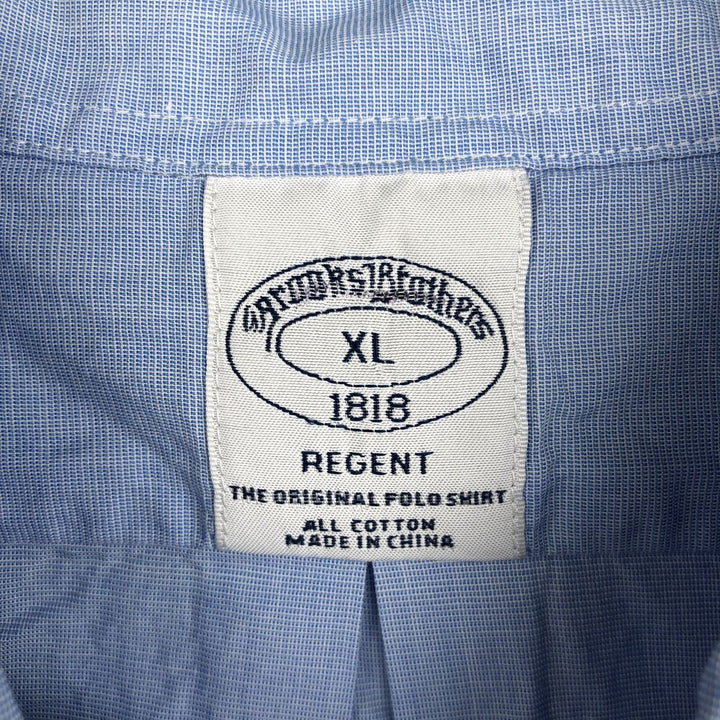 Brooks Brothers 1818 REGENT Short-Sleeve Button-Down Shirt, Men's Size XL (approx.) cotton Blue type light blue Vintage Second Hand