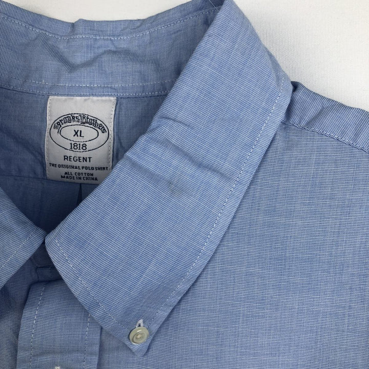 Brooks Brothers 1818 REGENT Short-Sleeve Button-Down Shirt, Men's Size XL (approx.) cotton Blue type light blue Vintage Second Hand