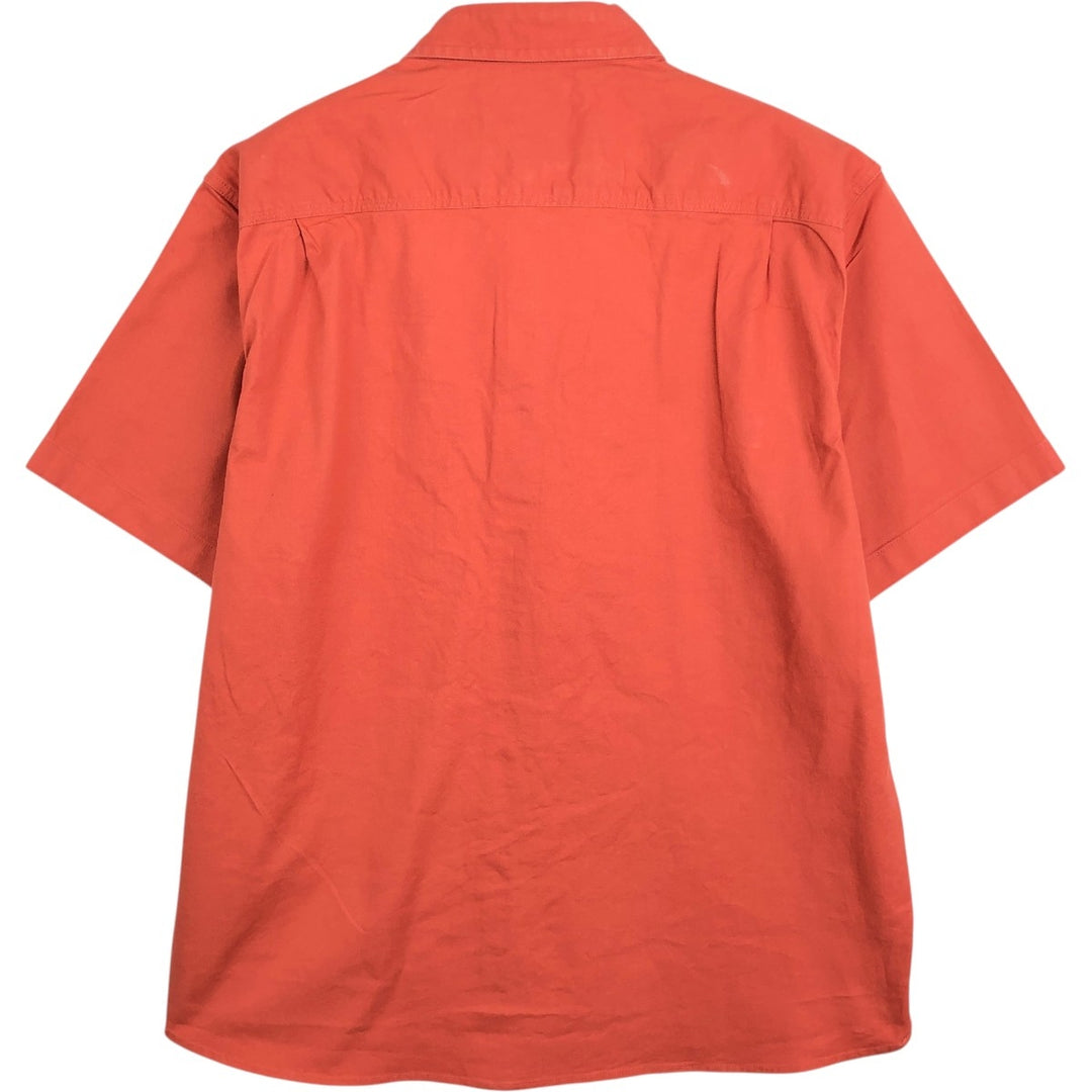 90s-00'S L.L.Bean Traditional Fit Short-Sleeve Cotton Shirt, Men's Size M (approx.) cotton orange type Vintage Second Hand