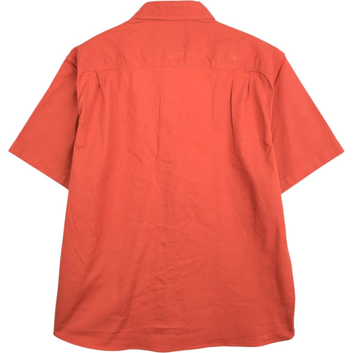 90s-00'S L.L.Bean Traditional Fit Short-Sleeve Cotton Shirt, Men's Size M (approx.) cotton orange type Vintage Second Hand