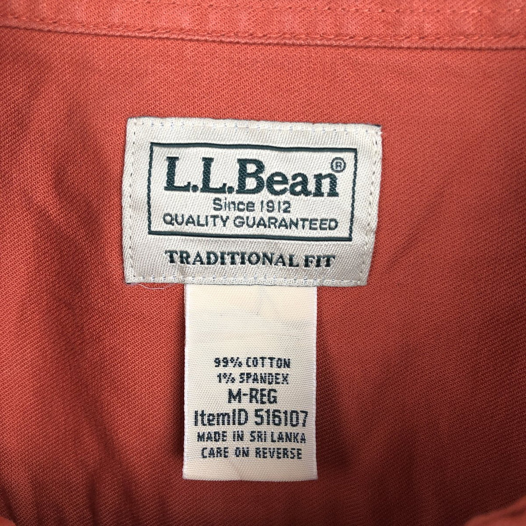90s-00'S L.L.Bean Traditional Fit Short-Sleeve Cotton Shirt, Men's Size M (approx.) cotton orange type Vintage Second Hand
