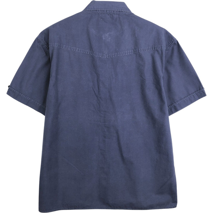 Levi's RED TAB Ripstop Short-Sleeve Cotton Box Shirt (Men's Size M) cotton navy blue type Vintage Second Hand