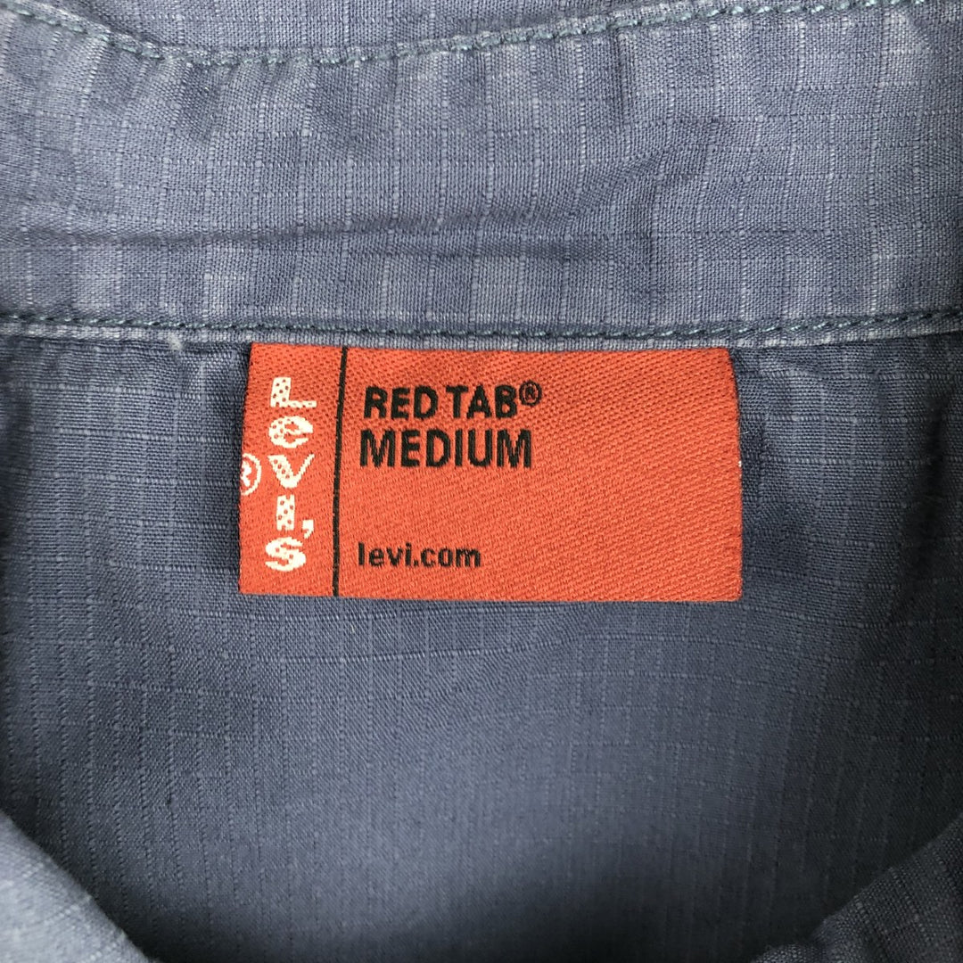 Levi's RED TAB Ripstop Short-Sleeve Cotton Box Shirt (Men's Size M) cotton navy blue type Vintage Second Hand