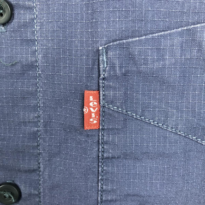 Levi's RED TAB Ripstop Short-Sleeve Cotton Box Shirt (Men's Size M) cotton navy blue type Vintage Second Hand