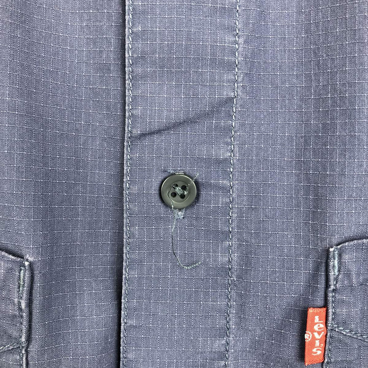 Levi's RED TAB Ripstop Short-Sleeve Cotton Box Shirt (Men's Size M) cotton navy blue type Vintage Second Hand