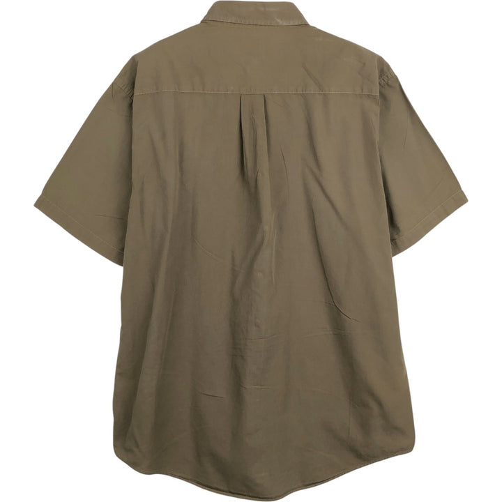 Brooks Brothers SPORT SHIRT Short-Sleeve Button-Down Shirt, Men's Size L (approx.) cotton Khaki type brown Vintage Second Hand