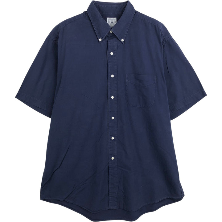 Brooks Brothers SPORT SHIRT Short-Sleeve Button-Down Shirt, Men's Size L (approx.) cotton navy blue type Vintage Second Hand