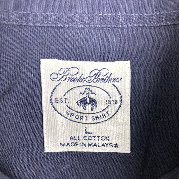 Brooks Brothers SPORT SHIRT Short-Sleeve Button-Down Shirt, Men's Size L (approx.) cotton navy blue type Vintage Second Hand