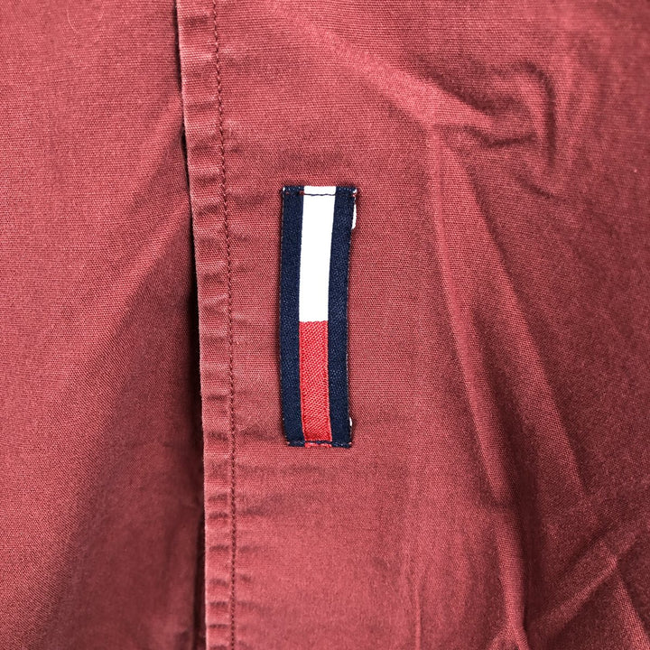1990'S Tommy Hilfiger Short-Sleeve Cotton Box Shirt, Men's Size L (approx.), Vintage cotton burgundy type Vintage Second Hand
