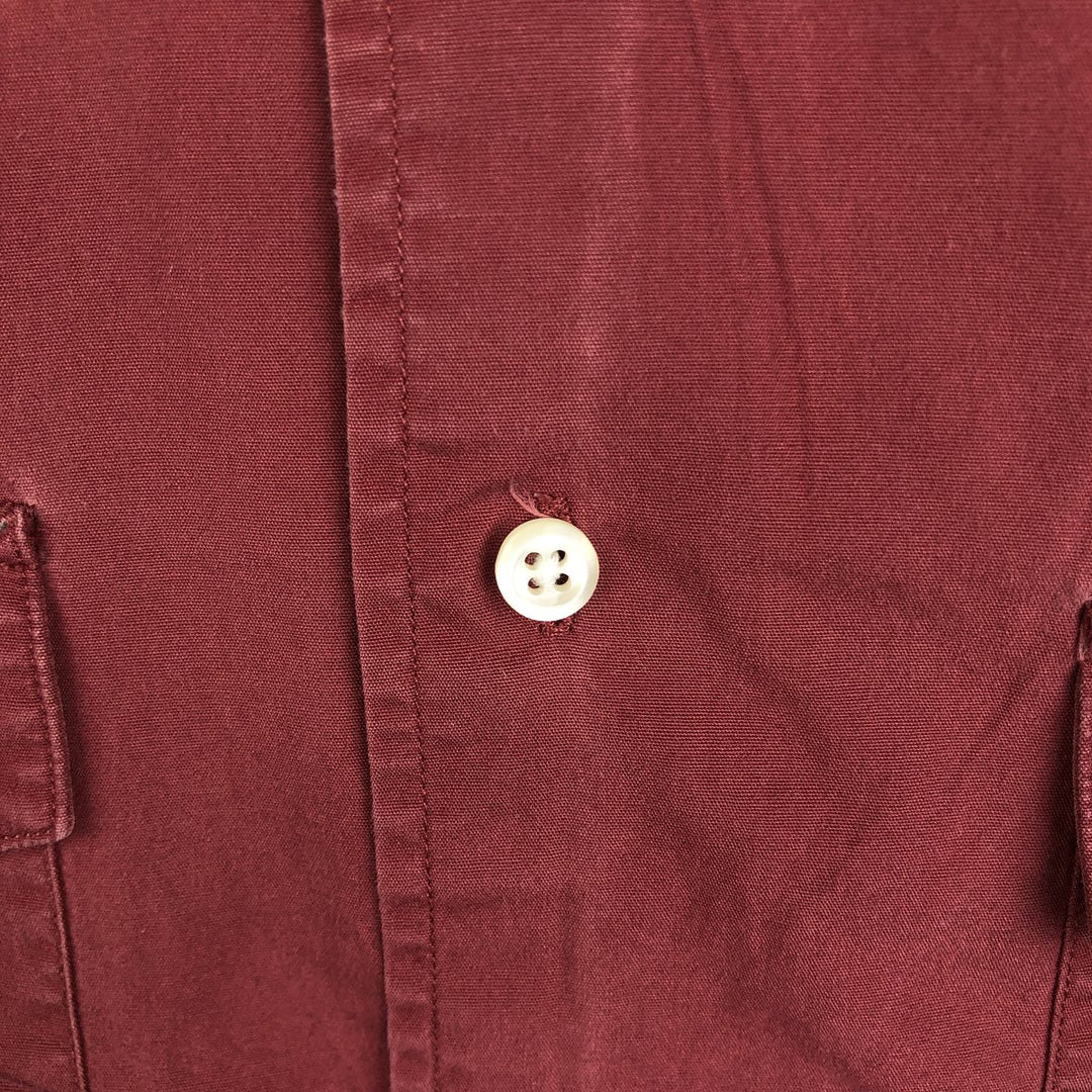 1990'S Tommy Hilfiger Short-Sleeve Cotton Box Shirt, Men's Size L (approx.), Vintage cotton burgundy type Vintage Second Hand
