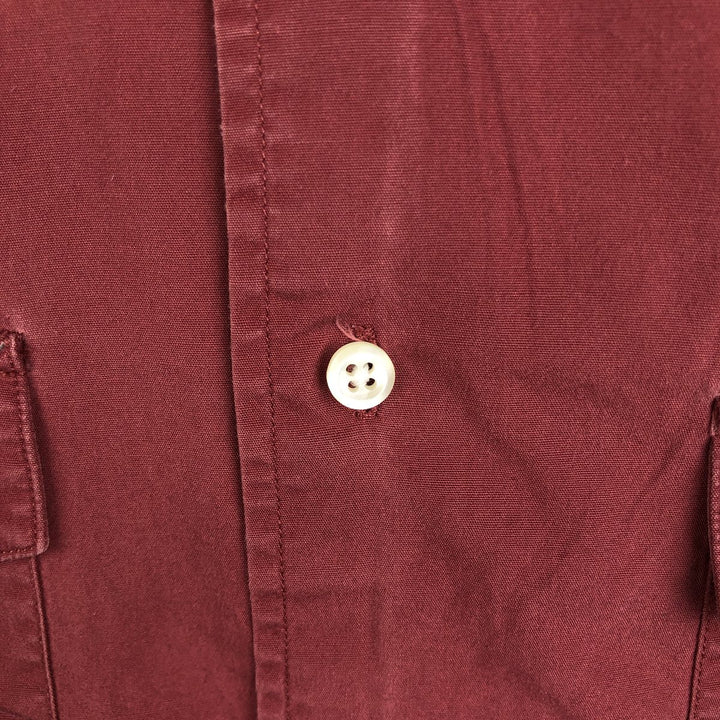 1990'S Tommy Hilfiger Short-Sleeve Cotton Box Shirt, Men's Size L (approx.), Vintage cotton burgundy type Vintage Second Hand