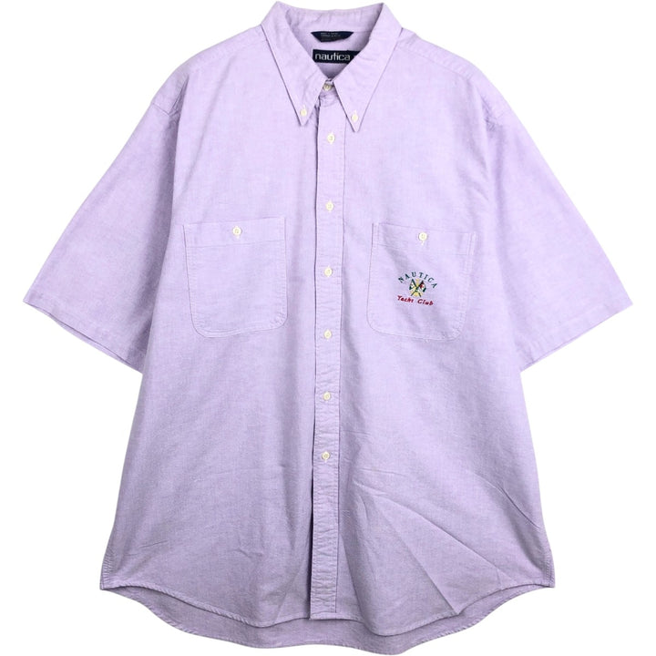 90'S NAUTICA short sleeve button down shirt, men's XL size, vintage cotton purple type Vintage Second Hand