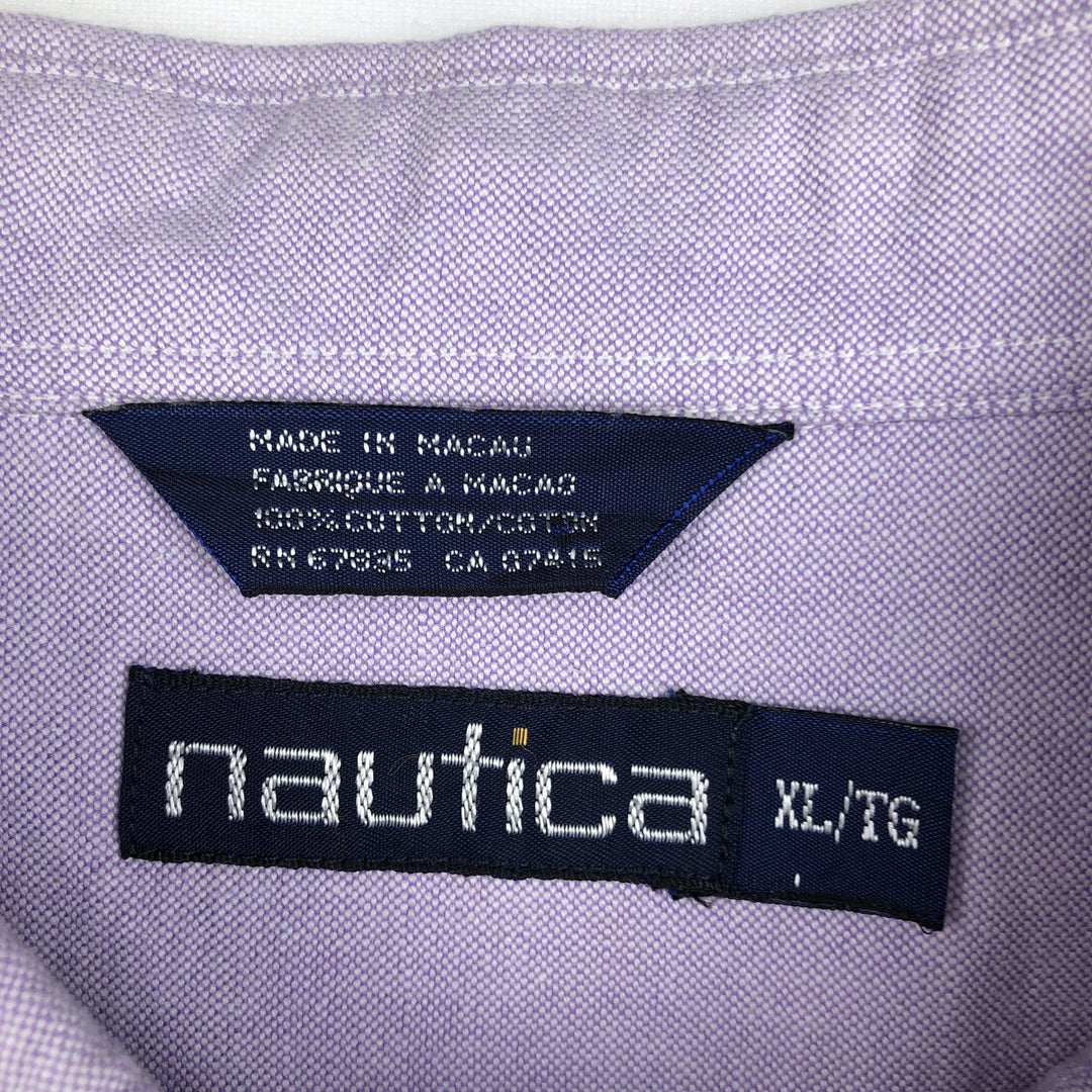 90'S NAUTICA short sleeve button down shirt, men's XL size, vintage cotton purple type Vintage Second Hand
