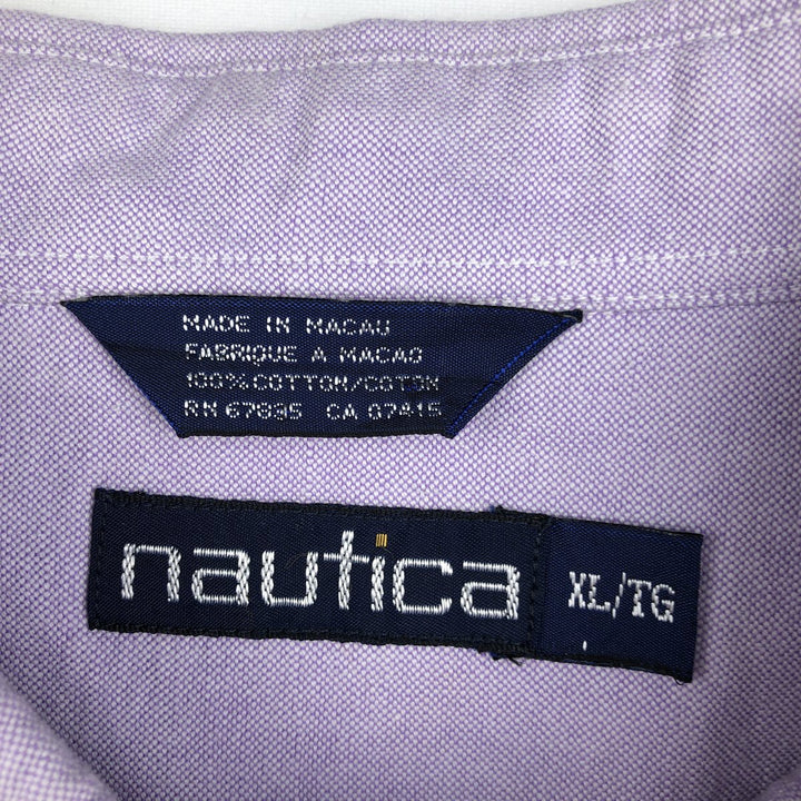 90'S NAUTICA short sleeve button down shirt, men's XL size, vintage cotton purple type Vintage Second Hand