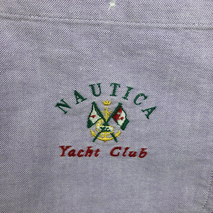 90'S NAUTICA short sleeve button down shirt, men's XL size, vintage cotton purple type Vintage Second Hand
