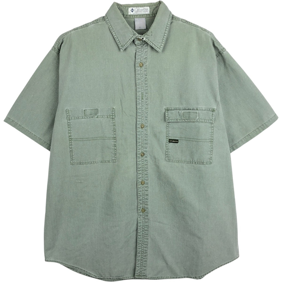 1990'S Columbia White Tag Short-Sleeve Shirt, Men's Size XL (Vintage) unclear Khaki type sage green Vintage Second Hand