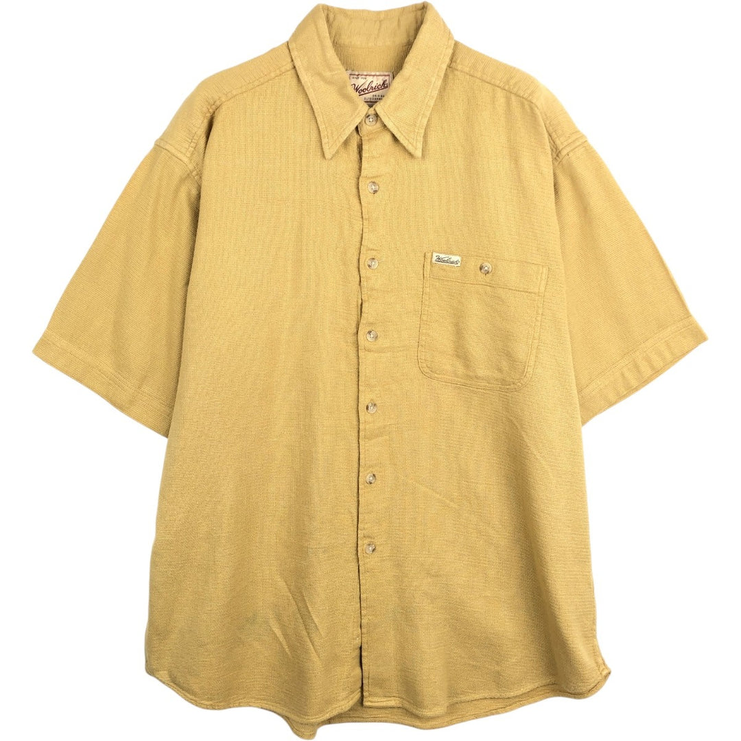 90s-00'S Woolrich short-sleeved cotton shirt, men's size L (approx.) cotton ocher yellow type Vintage Second Hand