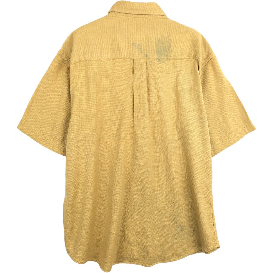 90s-00'S Woolrich short-sleeved cotton shirt, men's size L (approx.) cotton ocher yellow type Vintage Second Hand