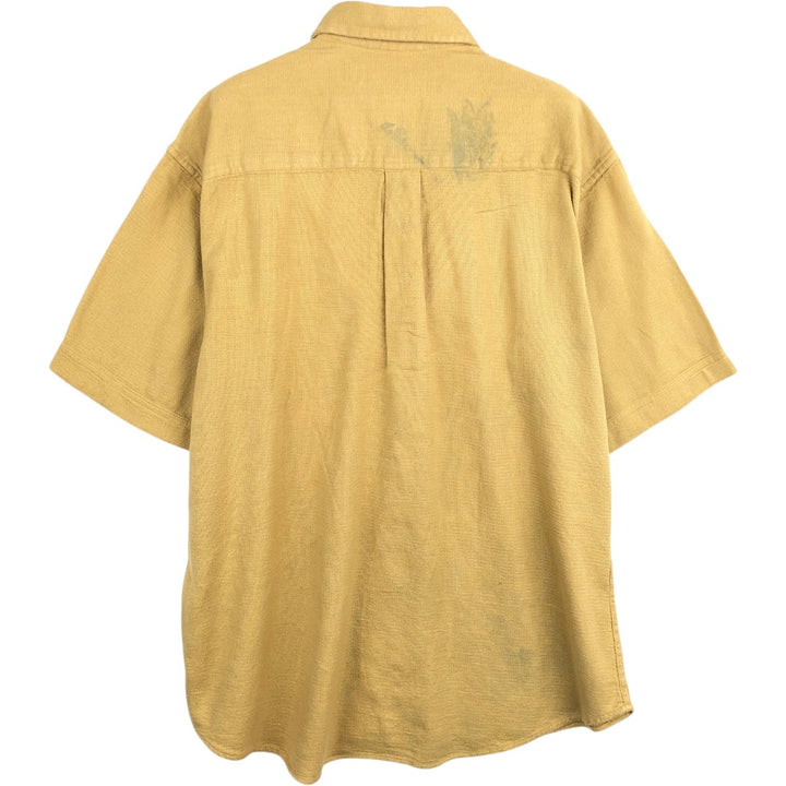 90s-00'S Woolrich short-sleeved cotton shirt, men's size L (approx.) cotton ocher yellow type Vintage Second Hand