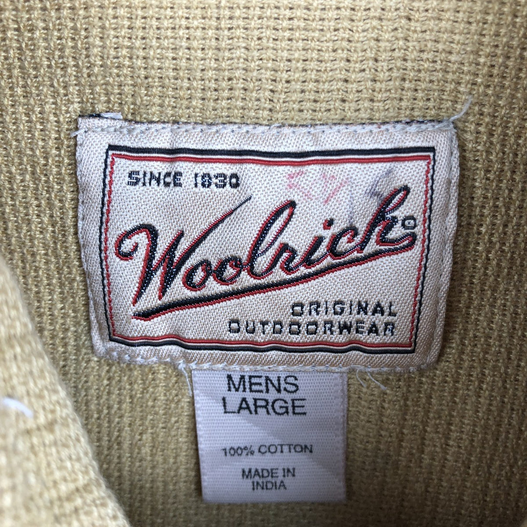 90s-00'S Woolrich short-sleeved cotton shirt, men's size L (approx.) cotton ocher yellow type Vintage Second Hand