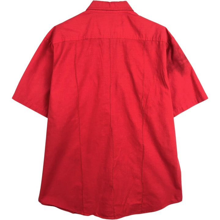 80s-90'S St. John's Bay Short-Sleeve Cotton Shirt, Made in USA, Men's Size L (approx.), Vintage cotton red type Vintage Second Hand