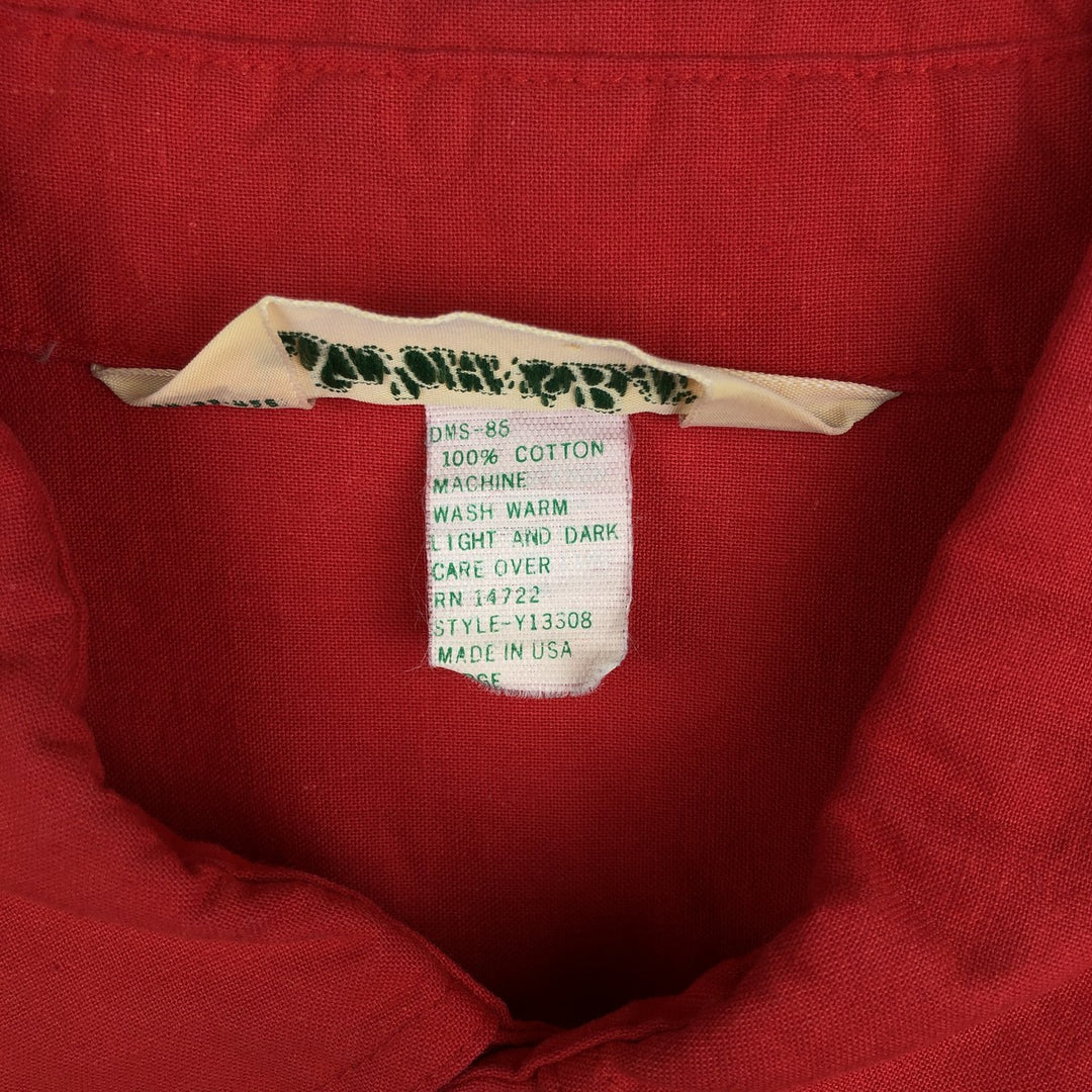 80s-90'S St. John's Bay Short-Sleeve Cotton Shirt, Made in USA, Men's Size L (approx.), Vintage cotton red type Vintage Second Hand