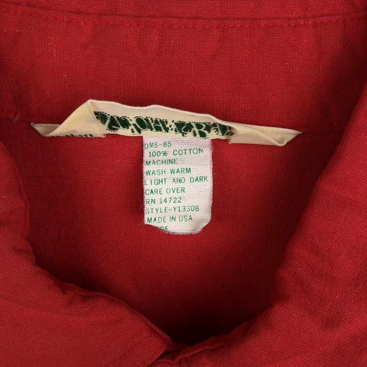 80s-90'S St. John's Bay Short-Sleeve Cotton Shirt, Made in USA, Men's Size L (approx.), Vintage cotton red type Vintage Second Hand