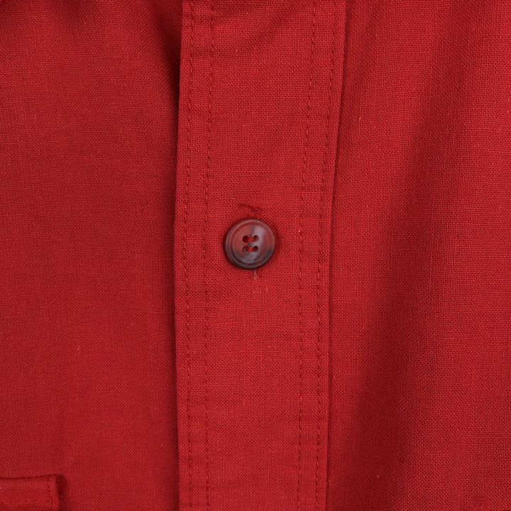 80s-90'S St. John's Bay Short-Sleeve Cotton Shirt, Made in USA, Men's Size L (approx.), Vintage cotton red type Vintage Second Hand