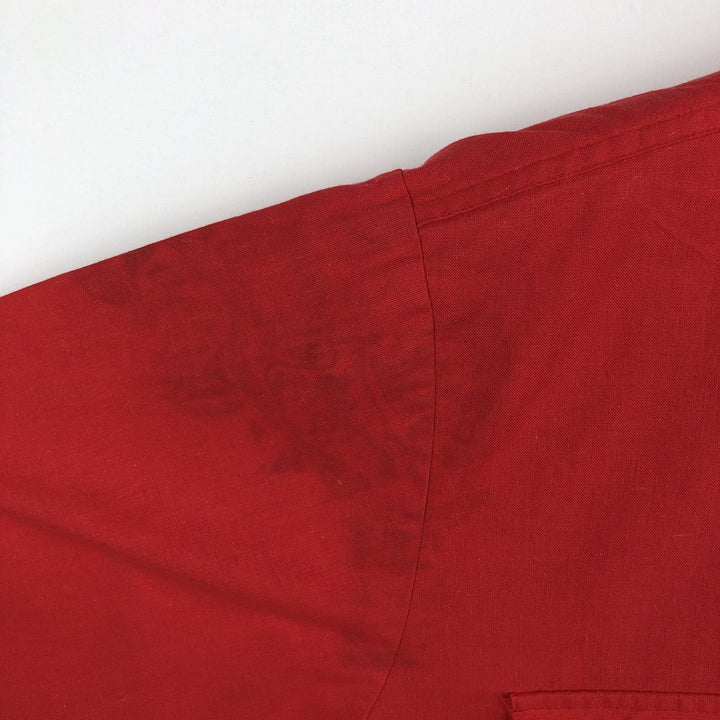 80s-90'S St. John's Bay Short-Sleeve Cotton Shirt, Made in USA, Men's Size L (approx.), Vintage cotton red type Vintage Second Hand