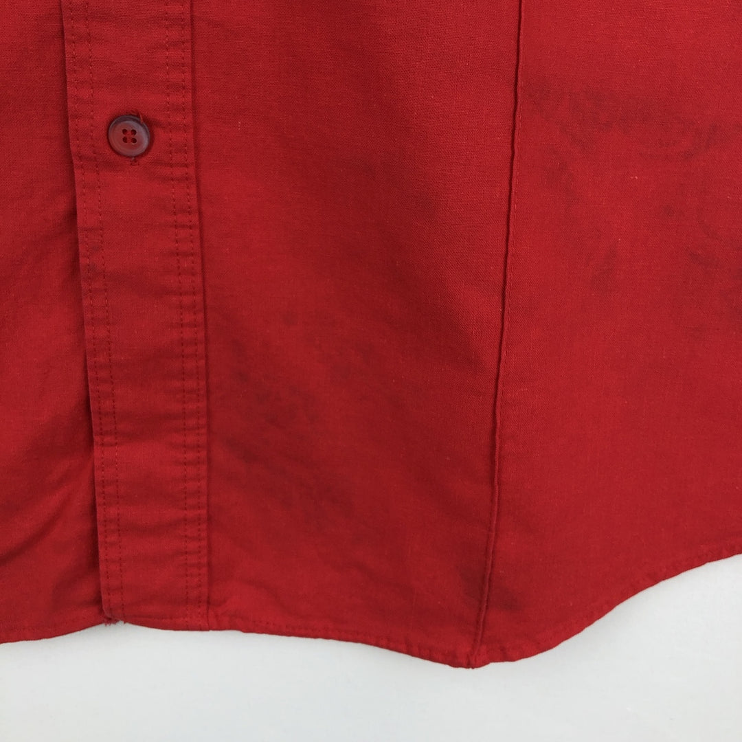 80s-90'S St. John's Bay Short-Sleeve Cotton Shirt, Made in USA, Men's Size L (approx.), Vintage cotton red type Vintage Second Hand