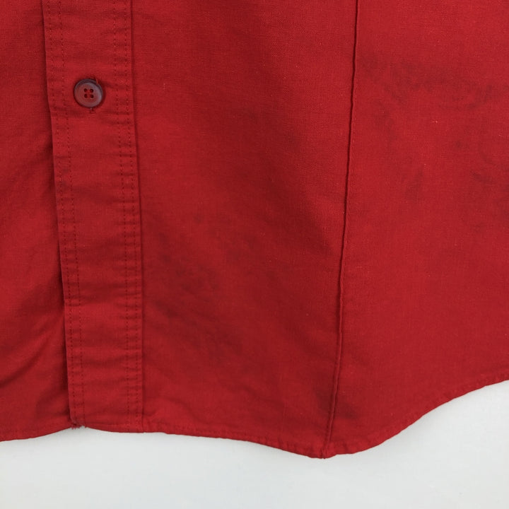 80s-90'S St. John's Bay Short-Sleeve Cotton Shirt, Made in USA, Men's Size L (approx.), Vintage cotton red type Vintage Second Hand