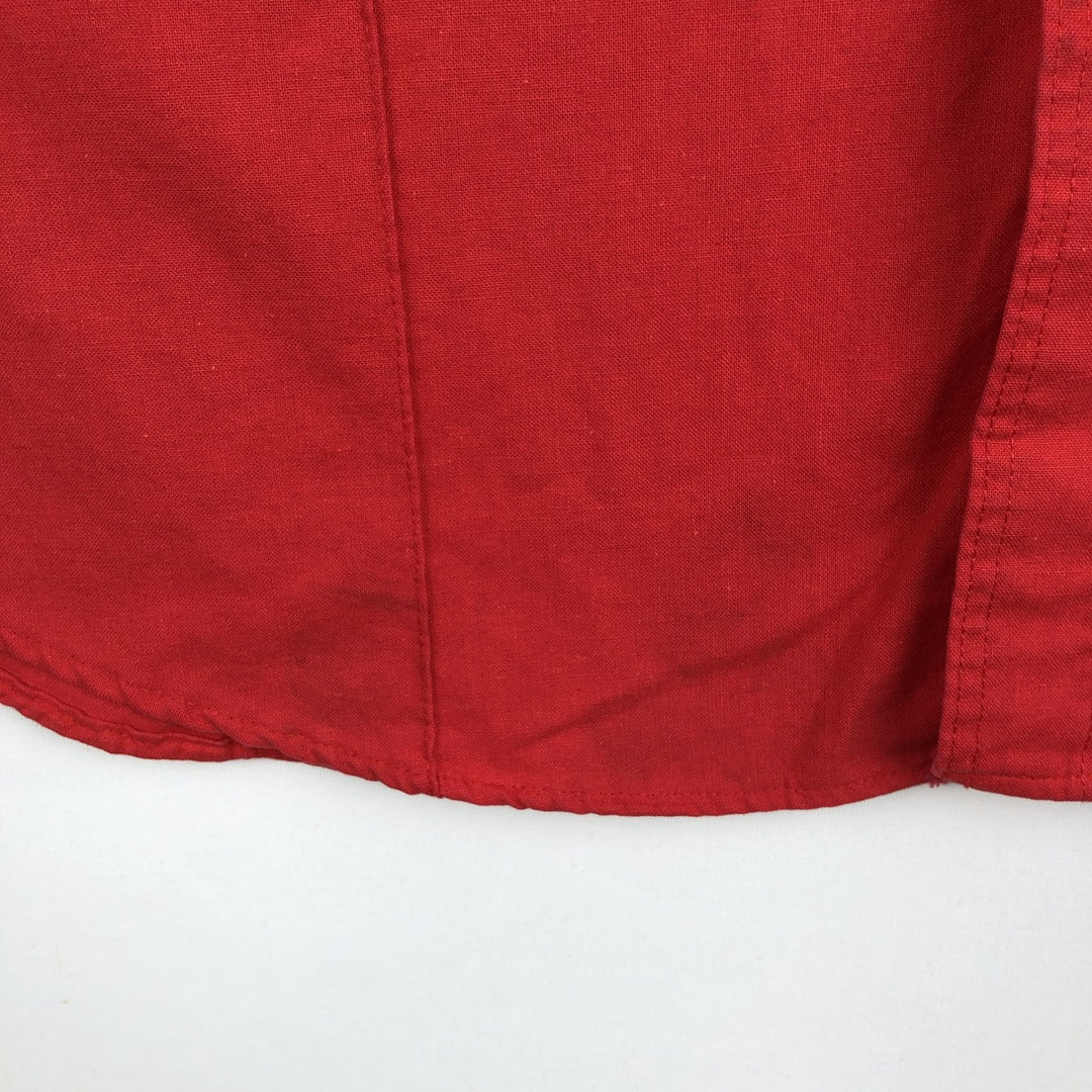 80s-90'S St. John's Bay Short-Sleeve Cotton Shirt, Made in USA, Men's Size L (approx.), Vintage cotton red type Vintage Second Hand