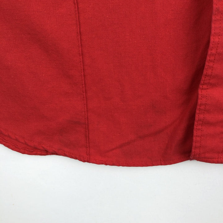 80s-90'S St. John's Bay Short-Sleeve Cotton Shirt, Made in USA, Men's Size L (approx.), Vintage cotton red type Vintage Second Hand