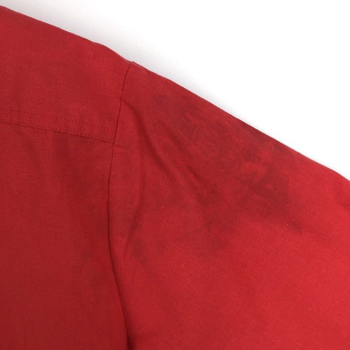 80s-90'S St. John's Bay Short-Sleeve Cotton Shirt, Made in USA, Men's Size L (approx.), Vintage cotton red type Vintage Second Hand