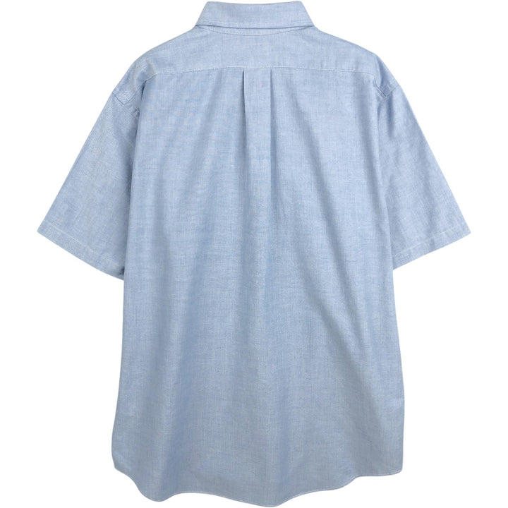 70s-80'S L.L.Bean Short-Sleeve Button-Down Shirt, Made in USA, Men's Size XL (Equivalent), Vintage cotton Blue type light blue Vintage Second Hand