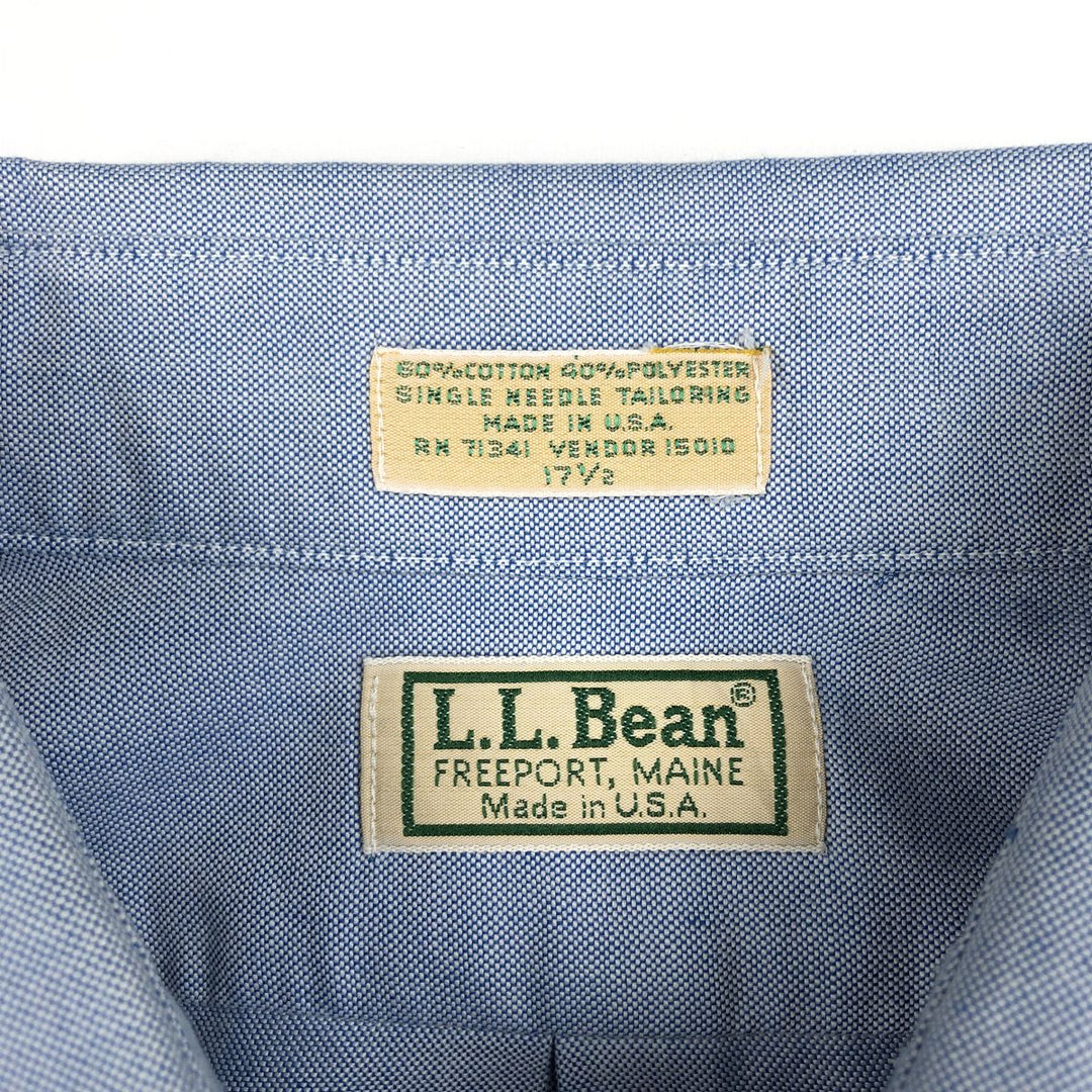 70s-80'S L.L.Bean Short-Sleeve Button-Down Shirt, Made in USA, Men's Size XL (Equivalent), Vintage cotton Blue type light blue Vintage Second Hand