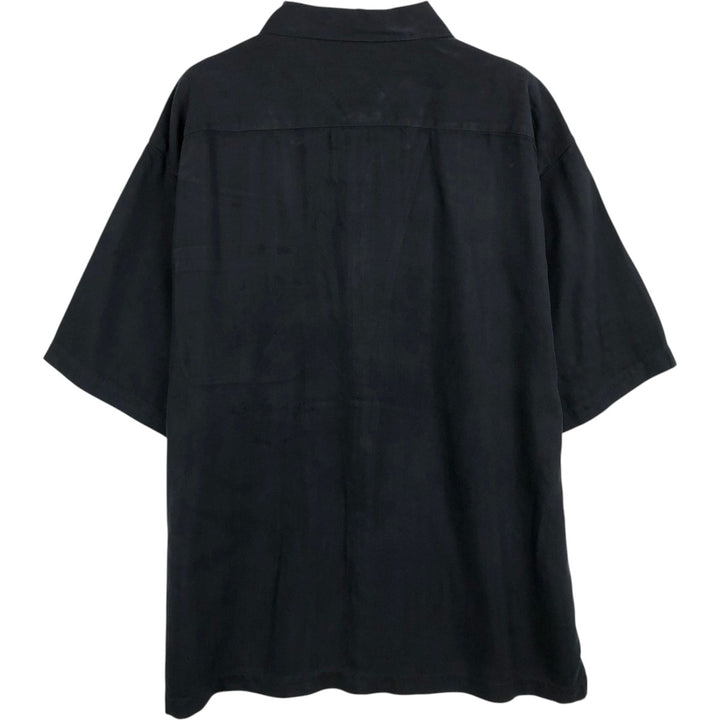 Tommy Bahama Relax Short-Sleeve Open-Collar Silk Shirt, Boxy Fit, Men's Size L (approx.) silk black type Vintage Second Hand