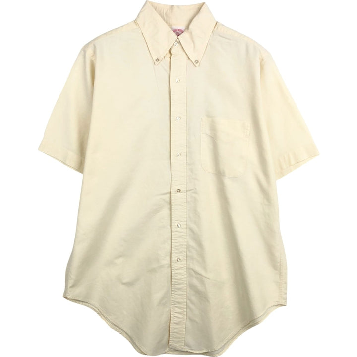 Brooks Brothers Est.1818 Short-Sleeve Button-Down Shirt, Made in USA, Men's Size M (approx.) cotton ivory Vintage Second Hand