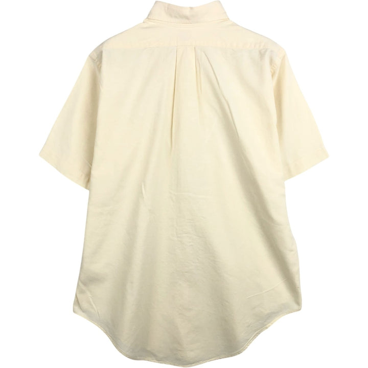 Brooks Brothers Est.1818 Short-Sleeve Button-Down Shirt, Made in USA, Men's Size M (approx.) cotton ivory Vintage Second Hand