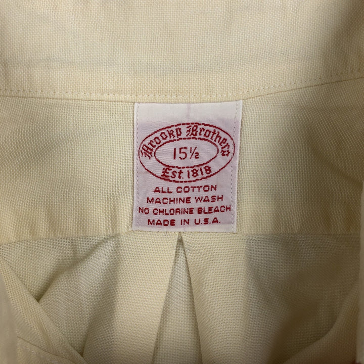 Brooks Brothers Est.1818 Short-Sleeve Button-Down Shirt, Made in USA, Men's Size M (approx.) cotton ivory Vintage Second Hand