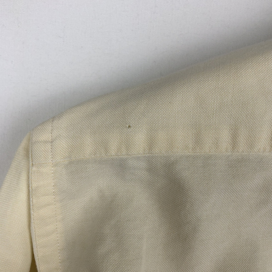 Brooks Brothers Est.1818 Short-Sleeve Button-Down Shirt, Made in USA, Men's Size M (approx.) cotton ivory Vintage Second Hand