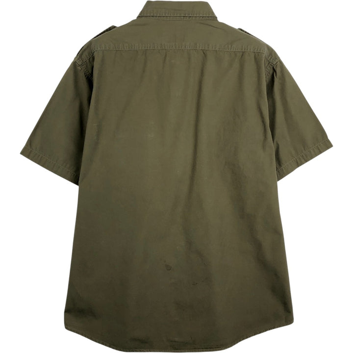 Vintage LLBean short-sleeved military shirt from the 1990s, men's size L (approx.). cotton Khaki type Vintage Second Hand