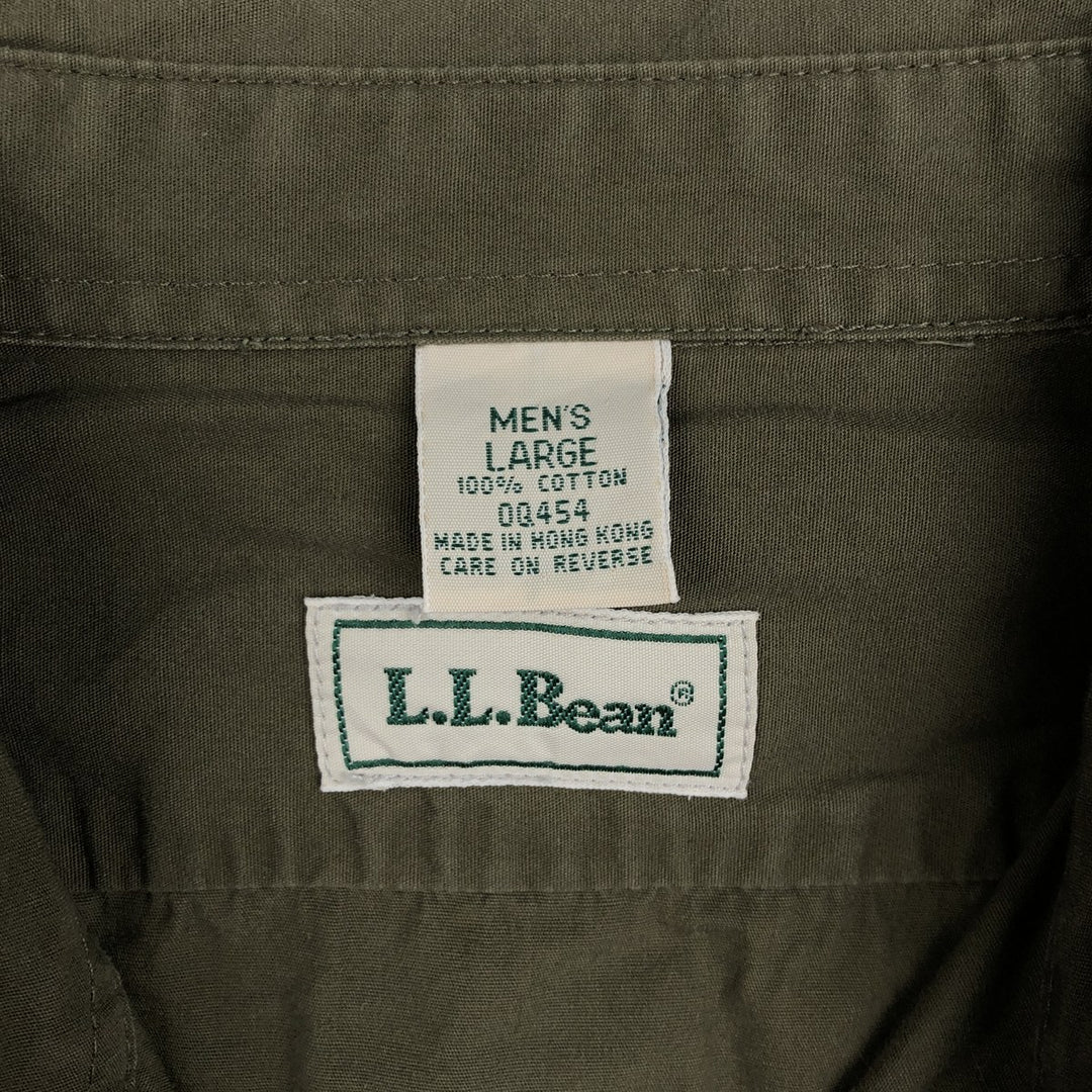 Vintage LLBean short-sleeved military shirt from the 1990s, men's size L (approx.). cotton Khaki type Vintage Second Hand
