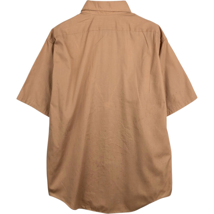 1970'S JCPenney Short-Sleeve Poly-Cotton Shirt, Men's Size L (Equivalent), Vintage polyester red type reddish brown Vintage Second Hand