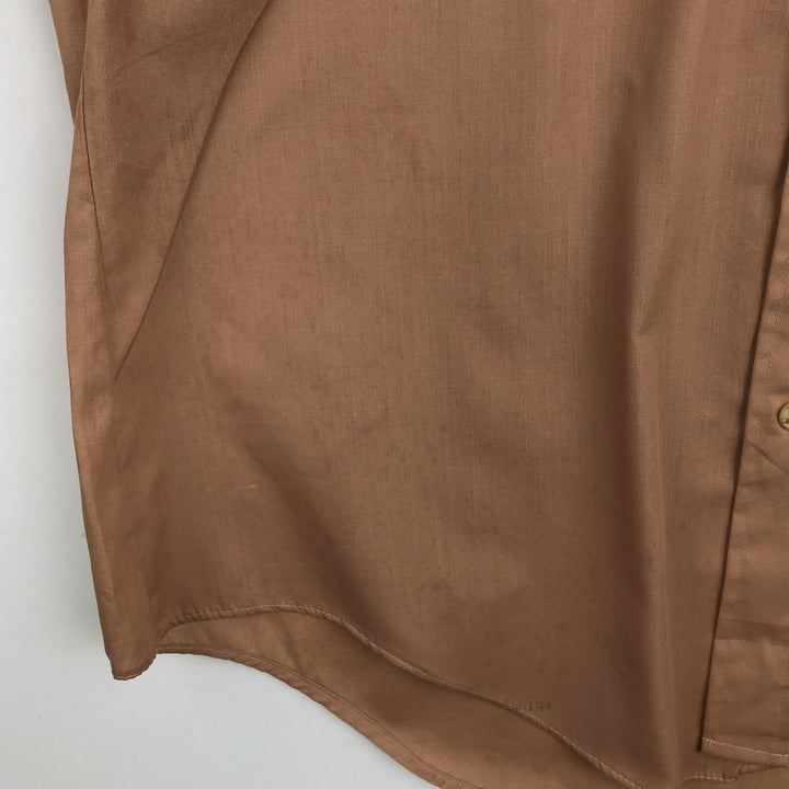 1970'S JCPenney Short-Sleeve Poly-Cotton Shirt, Men's Size L (Equivalent), Vintage polyester red type reddish brown Vintage Second Hand