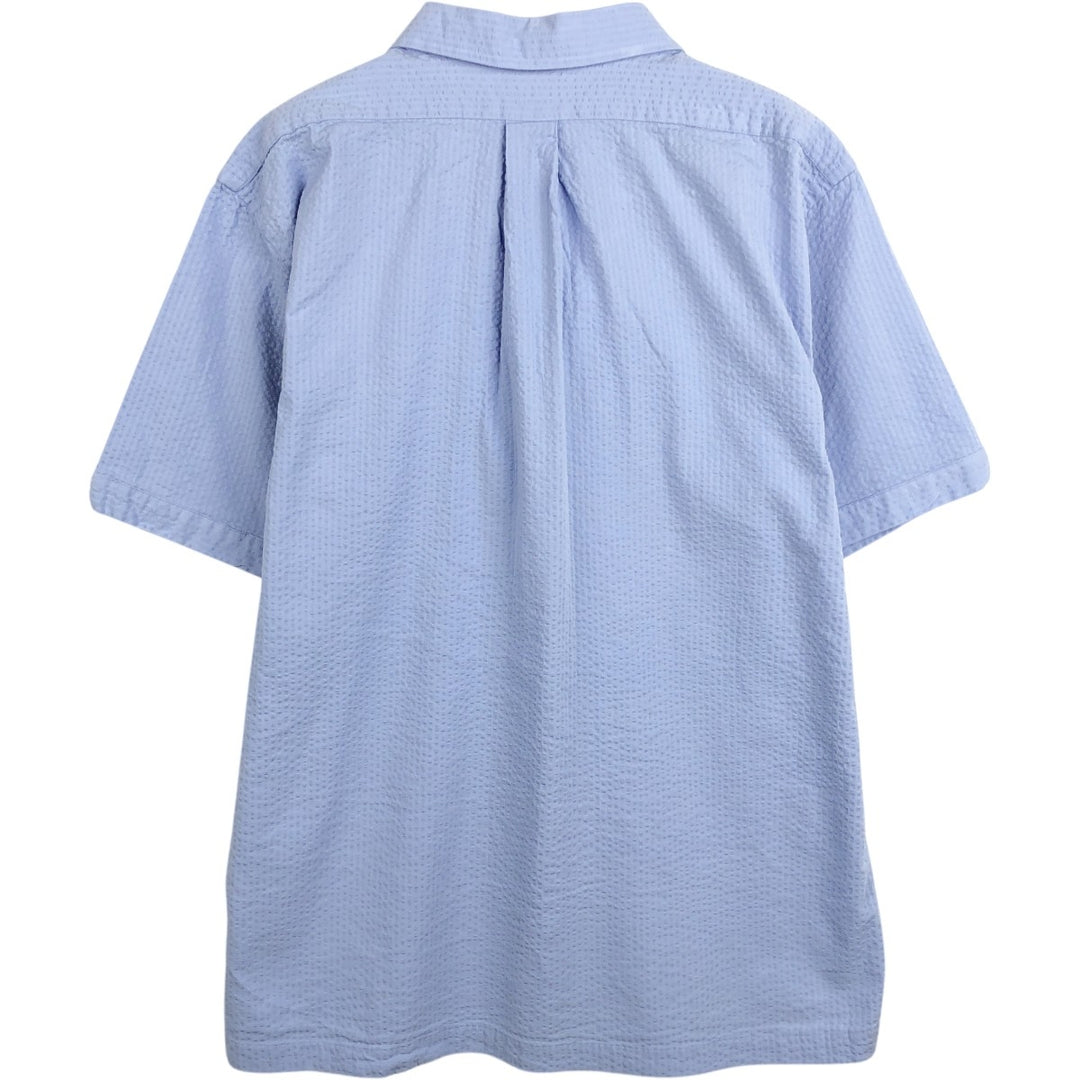 Brooks Brothers Est.1818 Short-Sleeve Seersucker Open-Collar Cotton Shirt, Men's Size L (approx.) cotton Blue type light blue Vintage Second Hand